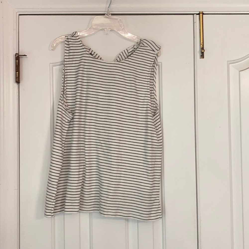 J. Crew tie back black and white striped top